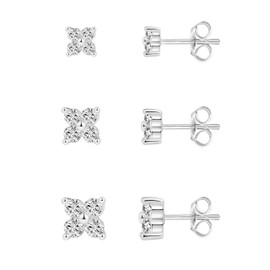 Degolso 3Pairs 14K Gold Stud Earrings for Women Hypoallergenic – 20G Dainty Flower Studs & Silver Stud Earrings Stacks Trendy Flower Dot Earring Sets for Multiple Piercings Cartilage Tragus Helix Lobe Post Earrings