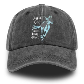 Love Horse Girl Men Women Washed Baseball Cap Denim Hat for Women Female Washed Distressed Adjustable Dad Hats Unconstructed Cotton Baseball Hat Cute Animal Lover Gifts