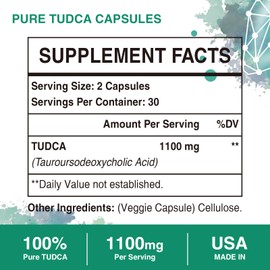 Advanced TUDCA 1100mg - Ultra Strength Bile Salt TUDCA Supplements, 3rd Party Tested TUDCA Liver Supplements for Detox Cleanse and Repair, 240 Capsules