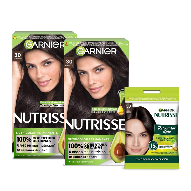 Kit Garnier Nutrisse Coloración Tono 30 Espresso + Retocador de