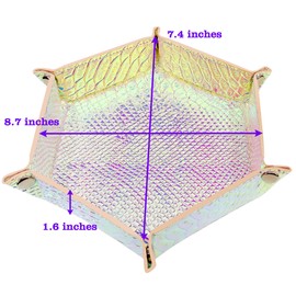 SIQUK 2 Pieces Mermaid Dice Tray PU Leather Dice Trays Portable Folding Hexagon Dice Roller Tray for Dice Games Like RPG, DND and Other Table Games (Violet, Light Violet)