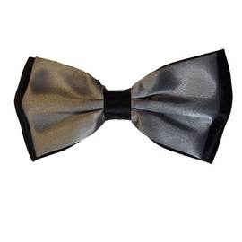 fat-catz-copy-catz® Quality Unisex Mens Ladies novelty fancy dress Two-Tone Pre-Tied adjustable dickie bow tie for weddings, parties, etc. (black/silver)