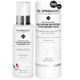 Organic Hyaluronic Serum Face 100 ml Booster Hyaluronic Acid, Bamboo Water Snail Slime Vit E Goji + Peptides Natural Beauty, Plumping, Brightening Anti-Wrinkle Moisturiser Italy