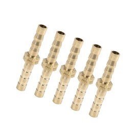 VekAuto 5mm Brass Barb Hose Fitting Straight Union Connector for Air Water Gas Oil 5pcs Auto Accessories