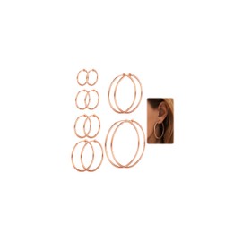 MILACOLATO 6 Pairs of Clip Hoop Earrings for Women Fake Ear Piercing Hoop Earrings Set for Non-Piercing Earrings Jewellery, 6 Sizes Clip On Hoop Earrings Silver Gold Rose Gold 30/40/50 mm, Copper