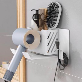 KAIXUANMAN Dryer Holder, Magnet, Wall Mounted Dryer Stand, Dryer Stand, Includes Hook, Aluminum, Dryer, Bathroom Storage, Figurine, Small Items, Bath Supplies, White