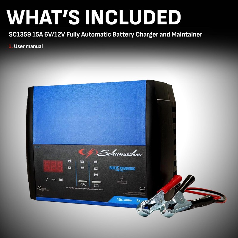 Schumacher Electric Rapid Battery Charger and Maintainer, SC1359, 4-in-1, Fully