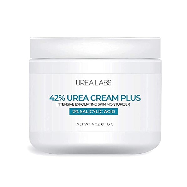 UREA LABS 42% Urea Cream Plus w/ 2% Salicylic Acid, 150mL Highest Potency Intensive Exfoliating Foot Cream Corn & Callus Remover Anti-fungal Skin Moisturizer to Soften Calluses, Damaged Skin & Nails