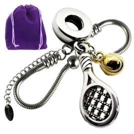 Tennis Racquet and Ball Bracelet - Tennis Gifts for Women and Men Great Tennis Jewelry for Women as a Great Tennis Charm Bracelet and Tennis Themed Gifts for Women and Men 100% Stainless Steel Chain