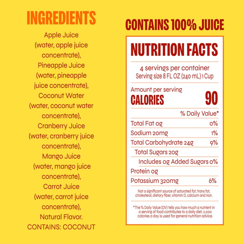 Revl Fruits 100% Juice, No Added Sugar, Pineapple Mango, Truly