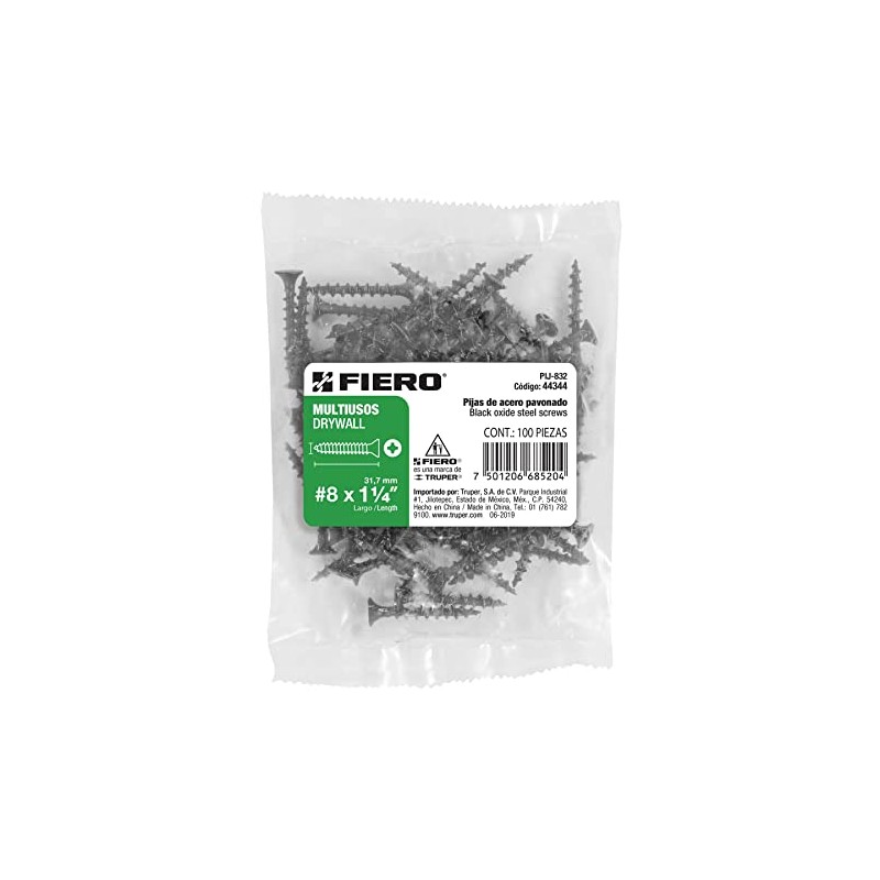 Fiero PIJ-832, Pijas multiusos 8 x 1-1/4", bolsa con 100