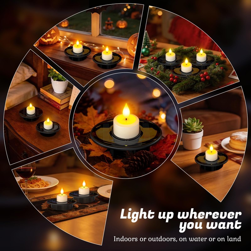 PChero Solar Floating Pool Lights, IP68 Waterproof Outdoor Tea Lights,