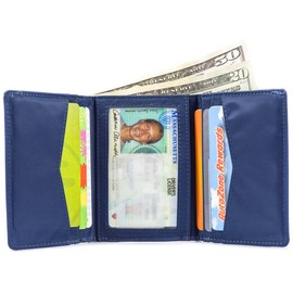 Big Skinny Men's Tri-Fold Slim Wallet, Holds Up to 25 Cards, Navy