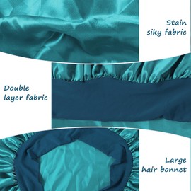 Silk Satin Hair Bonnet for Sleeping - 2PCS Silk Sleep Bonnets for Women Curly Hair, Soft Breathable Satin Bonnet with Tie Band Hair Wrap Cap for Sleeping (#04)
