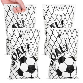 PintreeLand 50PCS Soccer Party Favor Bags, Sport Event Theme Party Plastic Goodie Candy Treat Bags