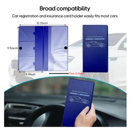 Dickno Car Registration and Insurance Holder, 10.39''×9.56'' Essential Auto Card Document Glove Box Organizer with Closure, Universal Car Interior Accessories (Blue, Large Car)