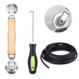 Tool Double Wheel Sealing Roller with Wooden Handle, Tool Retractor, Sieve, Window, Spline Roller Hook Tool with 10 m x 5 mm Rubber Piping Tape