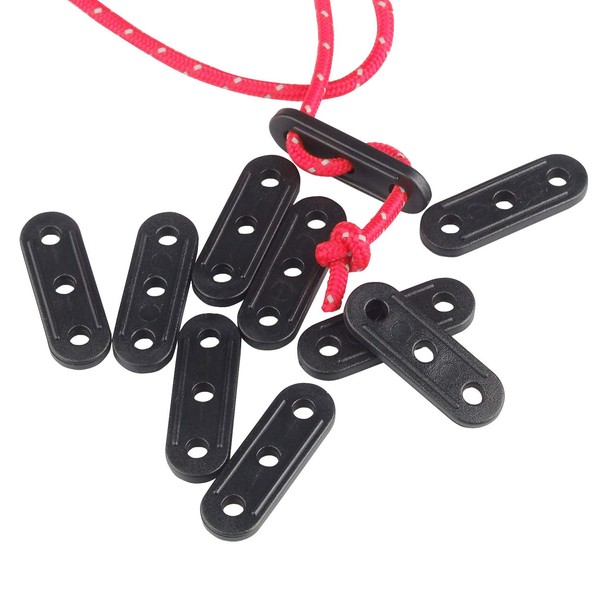 50 Pcs Plastic Cord Tensioners Rope Adjuster Tent Guyline Wind Rope Buckle Fastener for Camping Hiking Picnic Outdoor Activities, Black