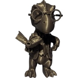 Professor Rex Figurine – Scholarly Dinosaur Statue with Glasses and Book for Desk or Shelf Display – 3D Printed in Canada