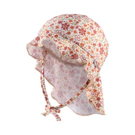 Sterntaler Flower Sun Hat - Girls' Swimming Hat - UV Protection 50+ Summer Hat for Beach and Swimming Pool - with Neck Protection and Ties - Baby and Children's Headgear - Swimwear, ecru, 49