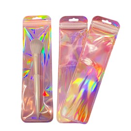 FERENLI 100 Pcs Resealable Holographic Pen Bags with Hang Hole 2.2x8.7 inch (5.5x22 cm) Clear Plastic Pouch Packaging Bag for Small Business Party Favor Jewelry Brushes Craft Supplies