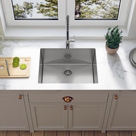 Sinber HU2318S-12-S 23" x 18" x 12" Undermount Single Bowl Kitchen Sink with 18 Gauge 304 Stainless Steel Satin Finish (Sink Only)