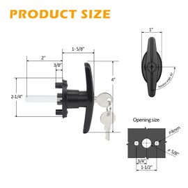 QZATTCAEN Pickup Truck Cap Topper Camper Shell Locking T-Handle -with 2 Keys for Most Brands of Truck caps, Toppers, Camper Tops Black Powder Coated Finish-Right Side