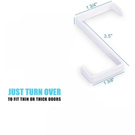 KOMUNJ 4 PCS Over The Door Hook Z-Shaped Reversible Door Hanger Hooks, Dual Head Single Over Door Hooks Fits 1.37inch and 1.81inch Door Widths for Hanging Towels, Clothes, Coats and More, White