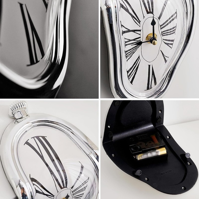 Nicoone Melting Clock,Creative Surrealism Decorative Dali Watch,L-Shaped Curved Surface Over