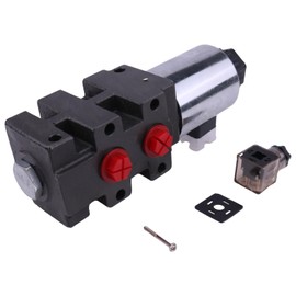 Czomoizc DV90-08S Hydraulic Diverter Valve 24 GPM 12 VDC 3625 PSI Max Operating Pressure 6 Ports with #8 SAE (3/4”-16) Thread DIN 43650 Connector Compatible with Double or Single Acting Cylinders