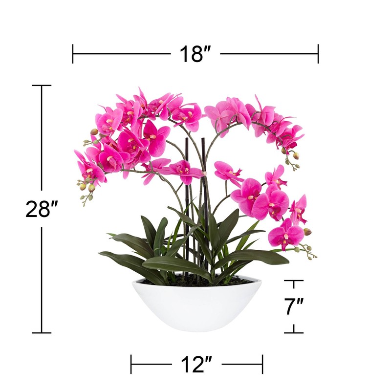 Dahlia Studios Potted Silk Faux Artificial Flowers Arrangement Realistic Pink