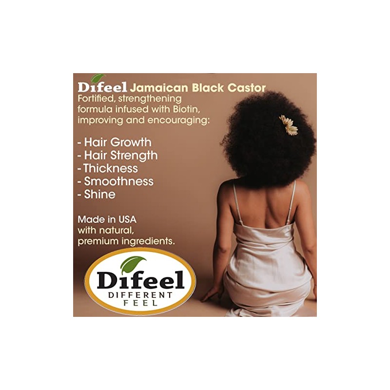 Difeel- Champú de ricino negro jamaicano de crecimiento superior, 33,8
