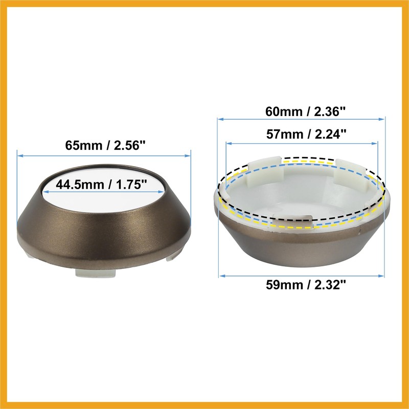 Partuto 65mm Dia Car Wheel Center Hub Caps Bronze Tone