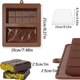 Schokoladenform Silikon, Schokoladenform, 2 Stück 2 in 1 Tief Schokoladentafel Form, Silikonform Schokoladentafel mit Schaber, Schokoladen Form für Schokolade Praline SüßIgkeiten
