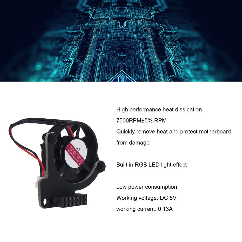 PC CPU Cooler with RGb Light DC 5V 0.13A 7500RPM