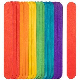 WISYOK 8 Inch Colored Jumbo Craft Sticks - 60 PCS Extra Large Natural Premium Wood, Rainbow Wooden Popsicle Sticks, Wide Lollipop Sticks for DIY Crafting, Kids Education, Home Art Projects
