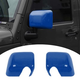 Rearview Mirror Cover Trim Shell Kit Car Rear View Mirror Exterior Decoration Accessories for Jeep Wrangler JK JKU 2007-2017,Blue