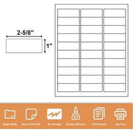 Tapsin Address Labels 1" X 2-5/8" 30 Up Mailing Labels for Laser/Inkjet Printer, Blank White, Permanent Adhesive, Printable Label Sticker Paper (50 Sheets - 1500 Labels)