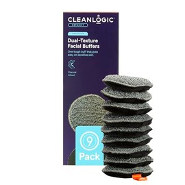Cleanlogic Almohadillas faciales exfoliantes de doble textura carbón negro/gris, 9 unidades