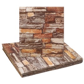 HARFINGTON 20pcs 3D Brick Effect Wall Panels, Peel and Stick Brick Wall Tile, 13.8"x15.2" Waterproof Brick Design Wallpaper Backsplash for Kitchen, Living Room, Rock Yellow