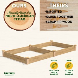 Greenes Fence Original Cedar Raised Garden Bed, 4' x 8' x 7" - Made in USA with North American Cedar