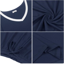 Joyaria Plus Size Pajamas for Women Set Bamboo Viscose Cooling PJs Short Sleeve Moisture-Wicking Breathable Nightwear(Navy Blue,XXL)