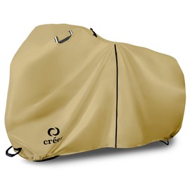 Créer Bicycle Cover, Waterproof, Thick, Tear Resistant, Zipper, Storage Bag Included, 210D, Fits up to 29 inches, Crime Prevention, Dustproof (Beige, Regular Size)