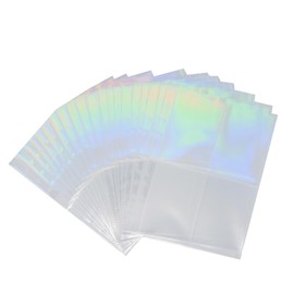 Carpeta de 6 agujeros de PVC transparente con holograma y bolsillos de hojas sueltas para archivar documentos, carpetas de documentos, protectores de hojas de papel para 6 anillos, cuaderno de