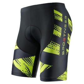 Sportneer Padded Cycling Shorts Men - 4D Cycling Shorts Mens Padding Mens Bicycle Cycling Biking Clothing Shorts, Breathable and Absorbent Yellow