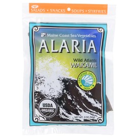 Maine Coast Sea Vegetables Organic Alaria Whole Leaf (Wild Atlantic Wakame) | Certified Organic Dried Seaweed | Nutrient-Rich, Iodine-Rich | Ideal for Soups & Salads | Dried Wakame Seaweed | 2 Oz Bag