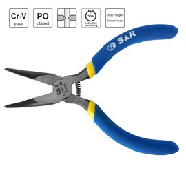 s & R Electronic Flat-Nose Pliers Bent 125X33 mm Cr-V Phosphatised Double Uncoated Grips
