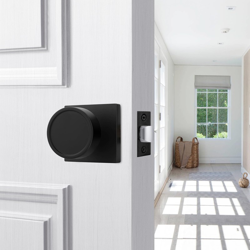 Goldenwarm Matte Black Door Knobs Passage, Closet Door Knob Zinc
