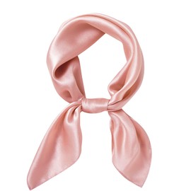 WUZININGLE 100% Mulberry Silk Scarf 27''x27'' Medium Square Silk Head Scarf for Women Silk Hair Scarf Silk Neck Scarf Fashion Pattern (Solid- Pink)