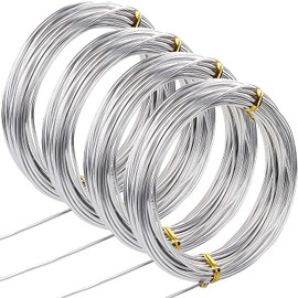 14 Gauge Aluminum Wire 131.2 Feet, Silver Aluminum Wire 2mm, Craft Armature Wire, Bendable Metal Wire for Making Beading Jewelry Craft Dolls Skeleton DIY Crafts (32.8 Per Roll,4 Packs)
